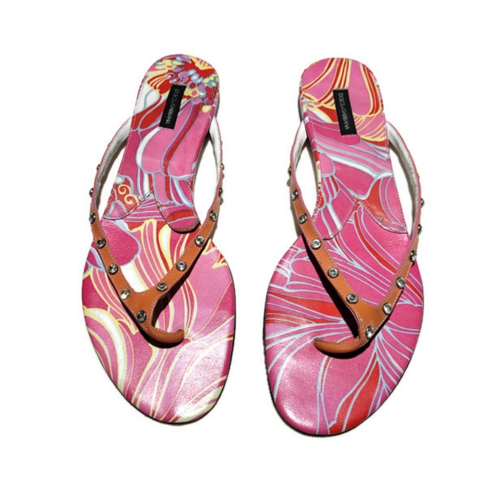 Dolce & Gabbana Pink Flip Flops with dust bags
